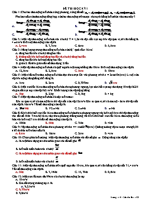 Đề thi học kỳ I môn Vật lý Lớp 11 - Mã đề 132 (Kèm đáp án)
